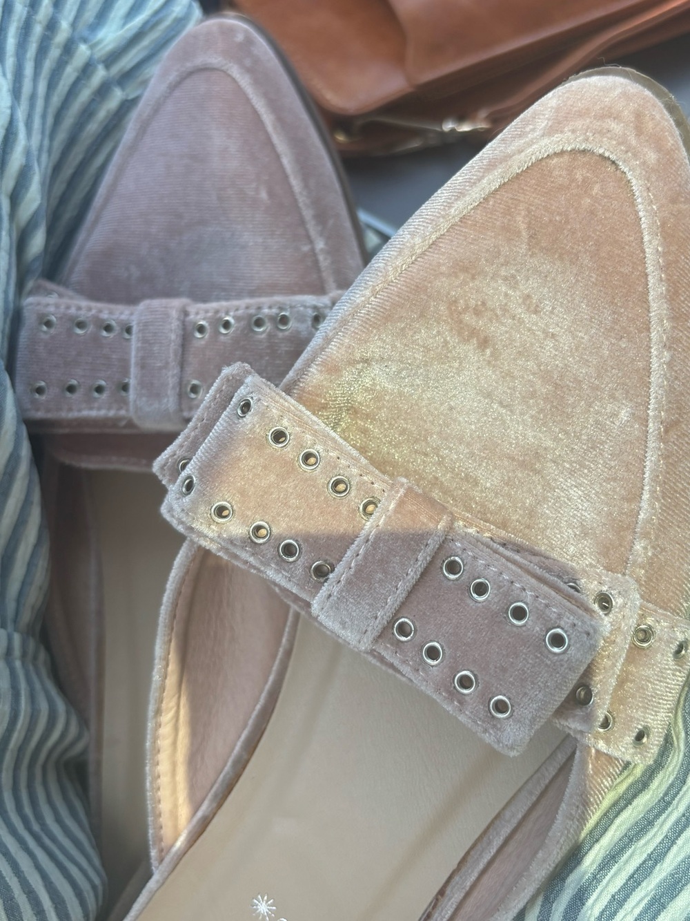 Shoe Dazzle Velvet Loafers in Dusty Rose